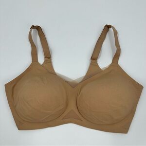 Honeylove Cross Over Wireless V Neck Bra 34D/DD Beige Adjust Convertible Straps